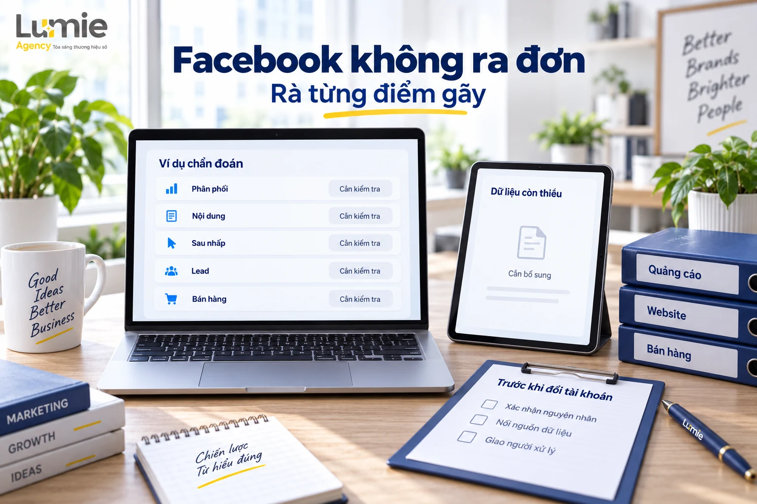 Bàn kiểm tra từng điểm từ phân phối đến bán hàng khi quảng cáo Facebook chưa có đơn