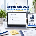 Google Ads 2026 với bàn chuẩn bị dữ liệu và phạm vi thử nghiệm AI