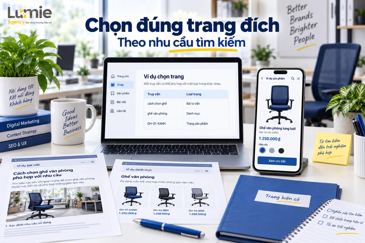 Bảng chọn loại trang theo truy vấn và trang sản phẩm ghế trên điện thoại