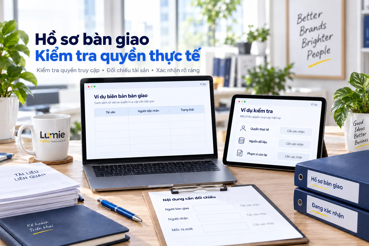 Cảnh kiểm tra hồ sơ bàn giao và quyền thực tế của người tiếp nhận