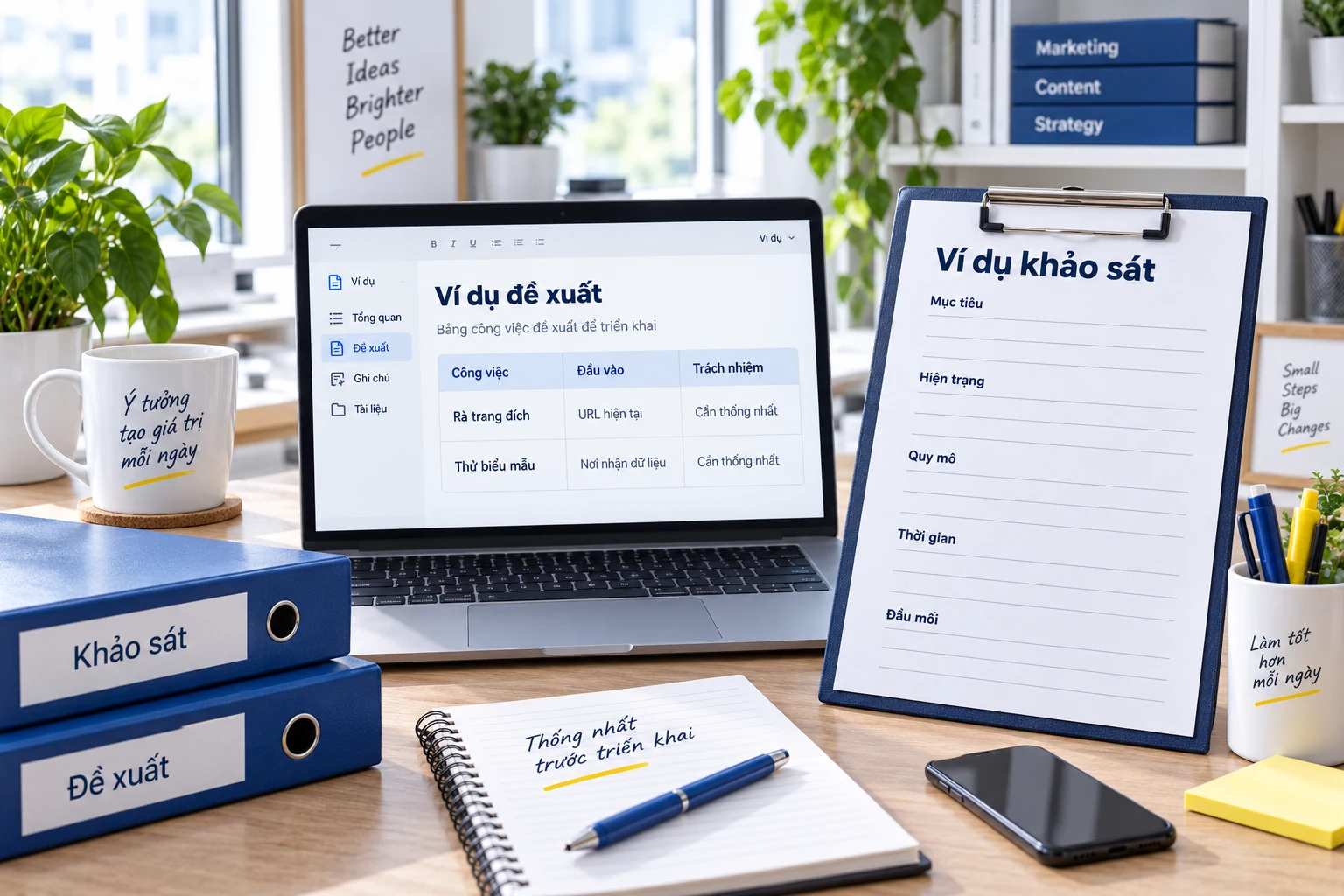Phiếu khảo sát năm yếu tố và bản đề xuất phạm vi còn chờ thống nhất