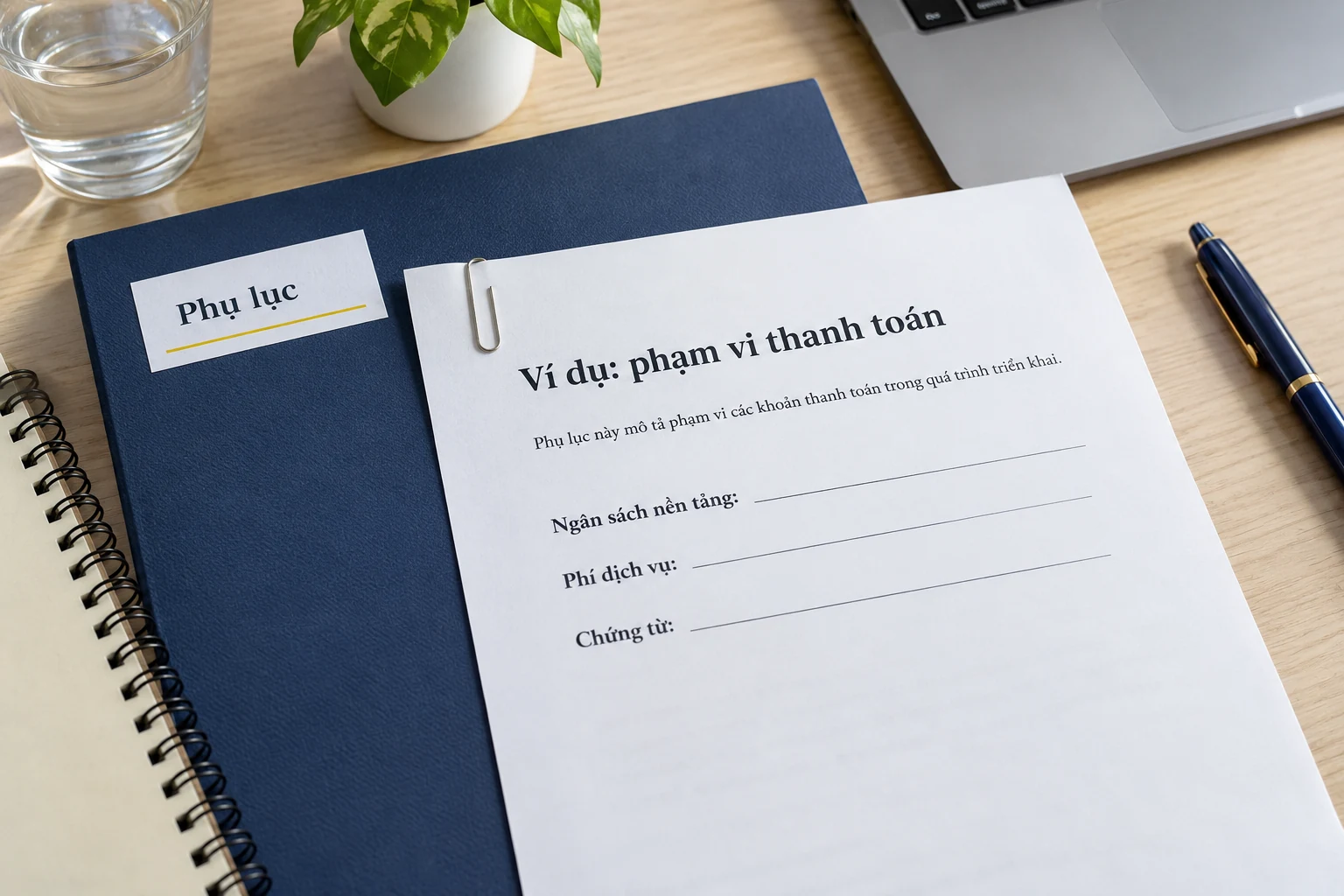 Phụ lục mẫu tách ngân sách nền tảng, phí dịch vụ và trách nhiệm cung cấp chứng từ