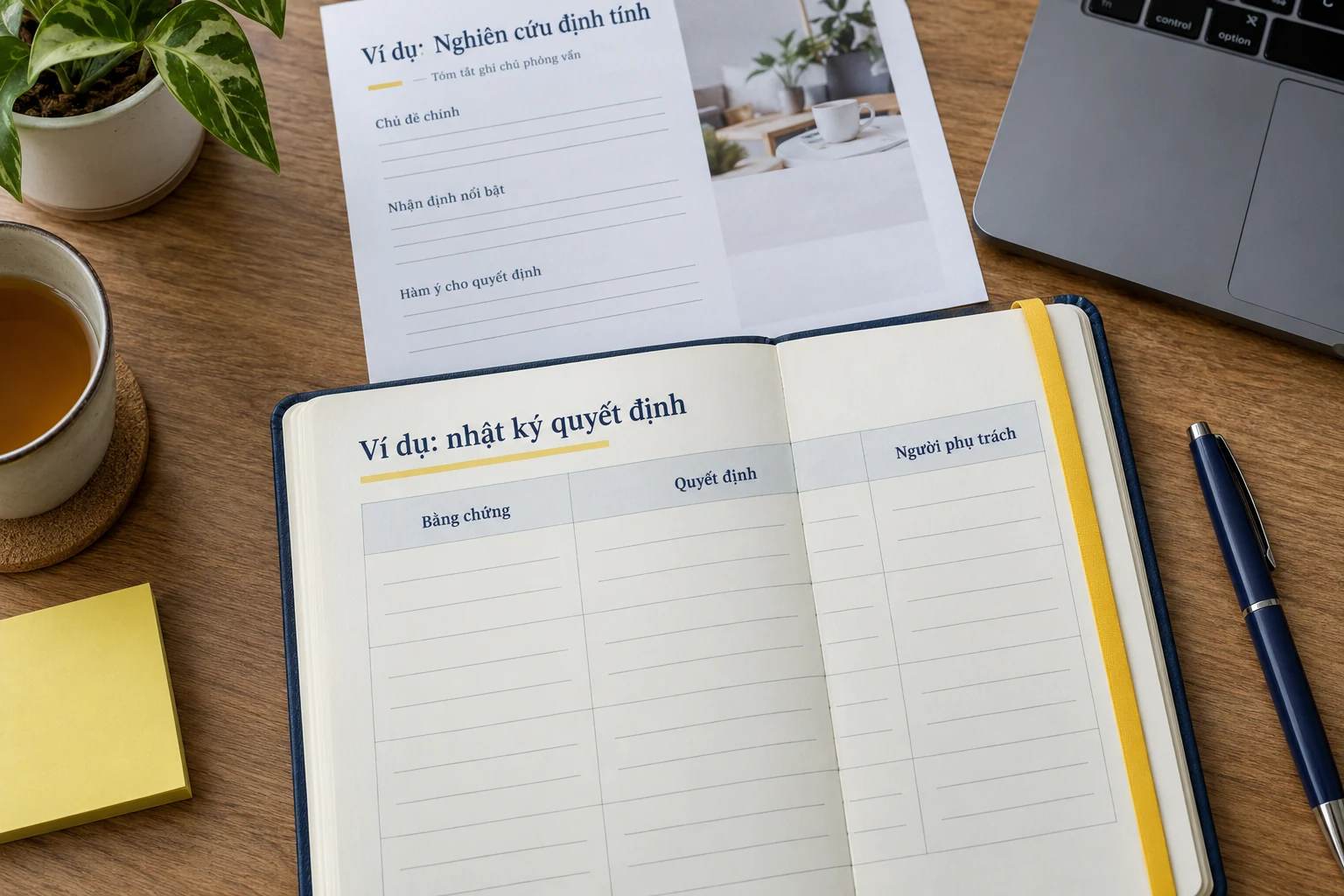 Nhật ký quyết định mẫu ghi bằng chứng, quyết định và người chịu trách nhiệm theo dõi