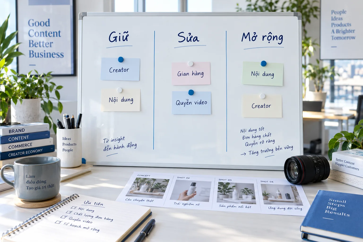 Kế hoạch giữ, sửa hoặc mở rộng creator, nội dung và gian hàng