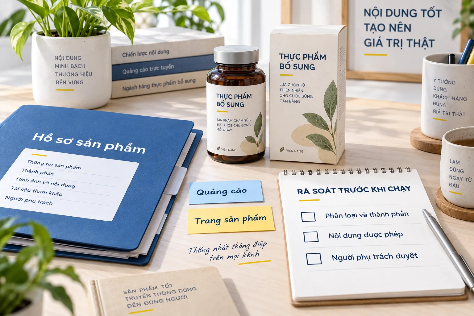 Checklist phân loại, thành phần, nội dung được phép và người phụ trách duyệt