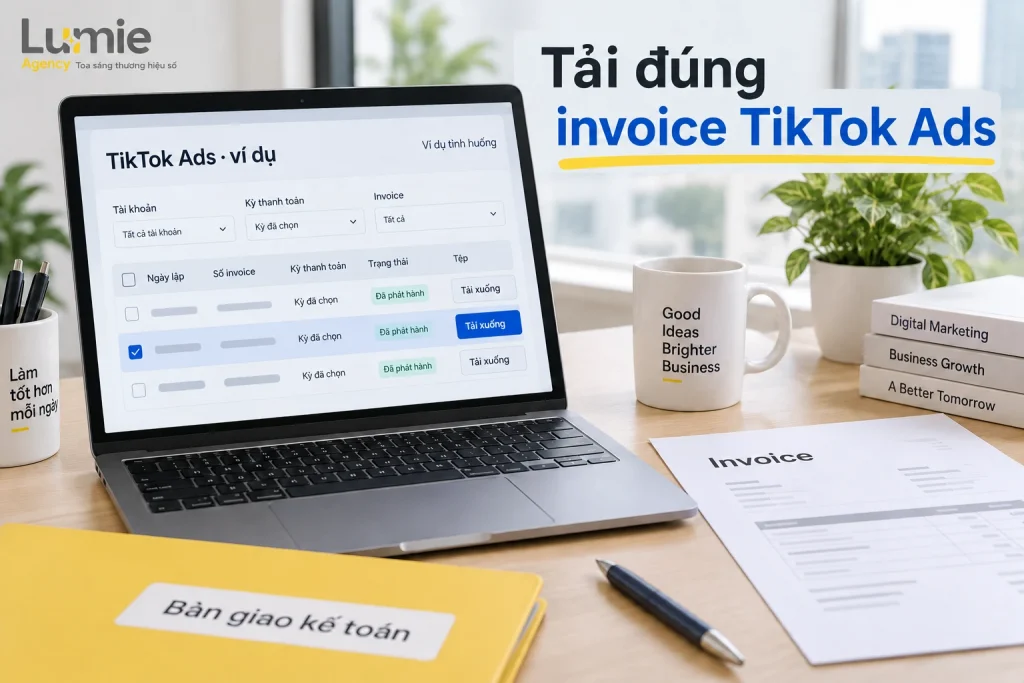 Cách lấy hóa đơn TikTok Ads: kiểm tra invoice, chủ thể và VAT
