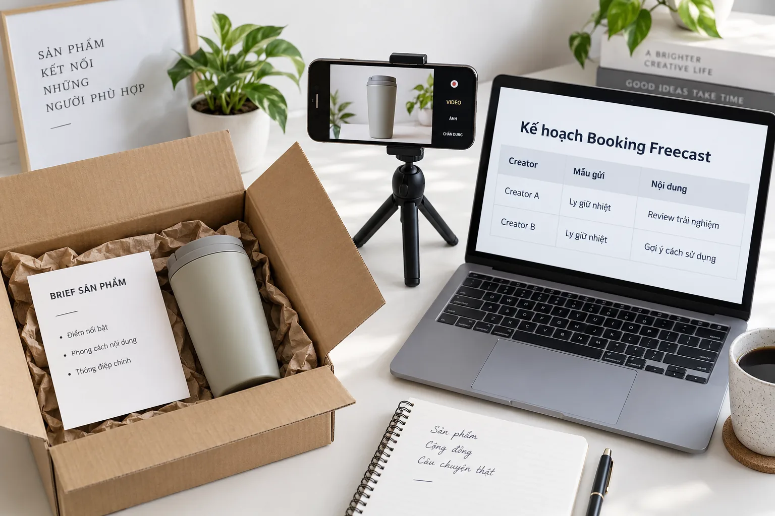 Sản phẩm mẫu, brief và kế hoạch nội dung theo creator